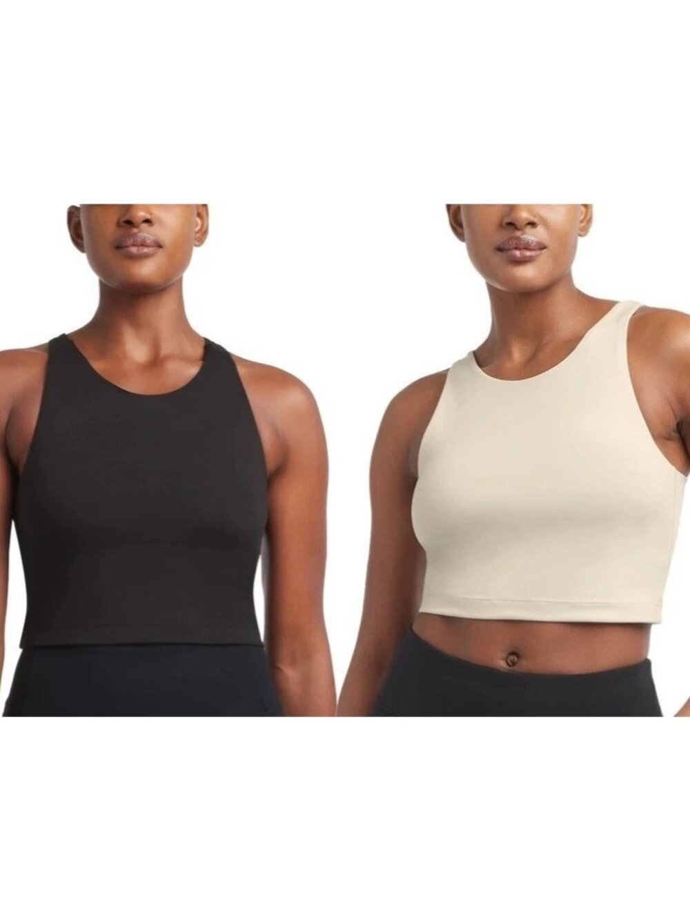 NWT Danskin Women's XL Tan & Black Studio Bra 2-Pack Racerback High Neck